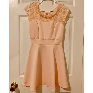 Pink, pearl collared dress